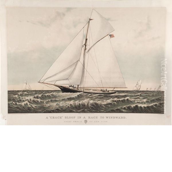 A "crack" Sloop In A Race To Windward - view 1