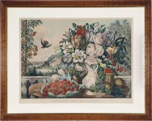 Landscape, Fruit And Flowers by Currier & Ives Publishers