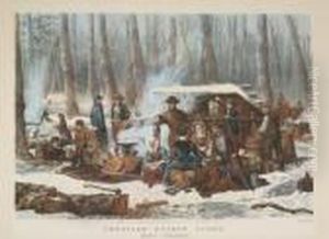 American Forest Scene: Maple Sugaring by Currier & Ives Publishers