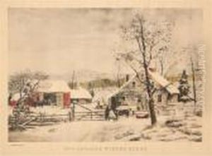 New England Winter Scene by Currier & Ives Publishers
