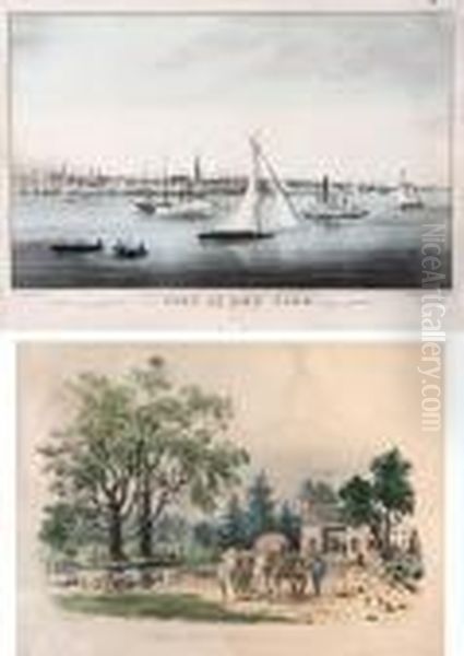 Toll-gate, Jamaica; A Home On
Themississippi; The City Of New York; The Narrows, New York; Thebattery,
New York; The Roadside Mill - view 1