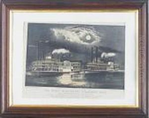 The Great Mississippi Steamboat Race by Currier & Ives Publishers