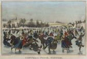 Central Park, Winter. The Skating Carnival by Currier & Ives Publishers
