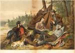 Camping In The Woods: "laying Off" by Currier & Ives Publishers