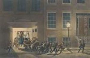 The Night Alarm - "start Her Lively Boys", Plate I From The Life Ofa Fireman by Currier & Ives Publishers
