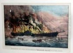 Burning Of The Steamship "golden Gate" by Currier & Ives Publishers
