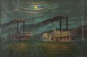 Steamboat Races On The Mississippi. by Currier & Ives Publishers