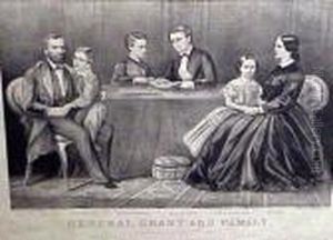 General Grant And His Family; New York Bay From Bay Ridge, Longisland by Currier & Ives Publishers