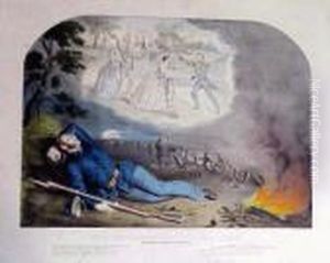 Hand-colored Lithograph, 1861, 
Laid On A Support Sheet, Paletimestain, A Few Tears, Small Losses And 
Creases In The Margin, Apinhole At Top Edge Of Image, Some Soiling And 
Foxing, With Margins, Framed