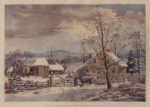 New England In Winter Scene by Currier & Ives Publishers