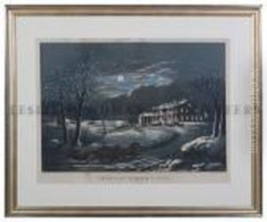 American Winter Scenes, Evening. by Currier