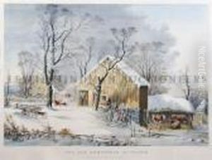 The Old Homestead In Winter. by Currier