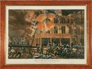 The Life Of A Fireman: The Fire--"now Then With A Will-shake Her Upboys! by Currier