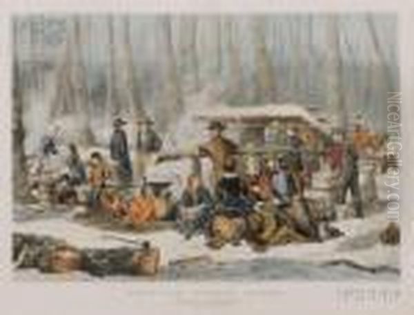 American Forest Scene. Maple Sugaring - view 1