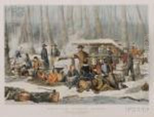 American Forest Scene. Maple Sugaring