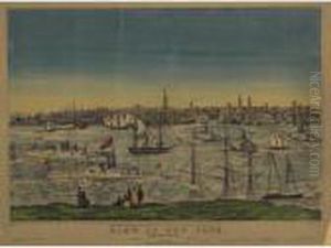 View Of New York. From Brooklyn Heights by Currier