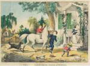 The Cottage Door-yard- Evening by Currier