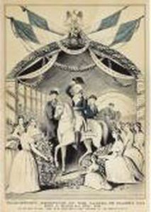 Washington""""s Reception By The Ladies by Currier