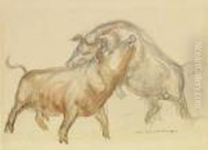 Boars Fighting by John Steuart Curry