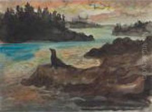 Seal On Rocks, Maine Ii by John Steuart Curry