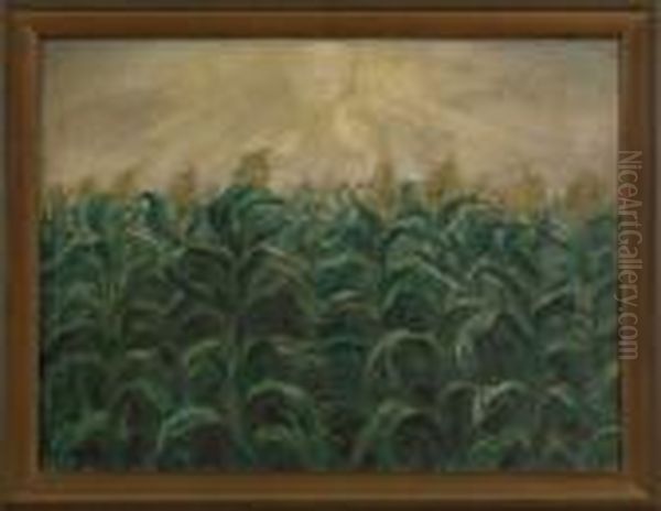 Oil Oncanvas Of A Cornfield - view 1