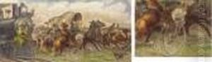 Preliminary Study For A Mural: Oklahoma Land Rush by John Steuart Curry