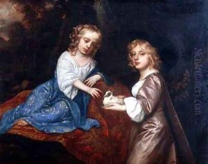 Double Portrait of Charles Dormer 1652-73 Viscount Ascott and his sister Lady Elizabeth Dormer 1653-77 by Sir Peter Lely