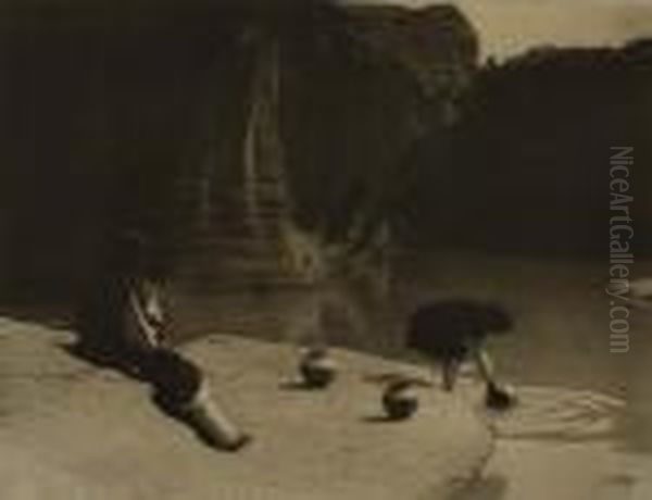 "at The Old Well Of Acoma."
Platinum Print, 10x13 Inches , With Curtis's Signature, In Ink And His
Seattle Embossed Stamp On Recto; In A Period Frame. 1904 - view 1