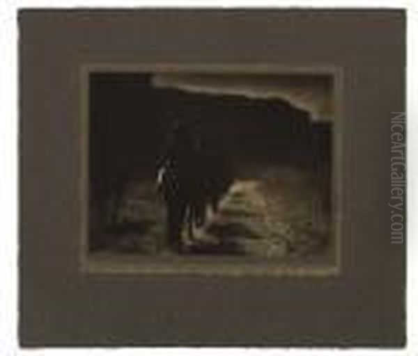 "the Vanishing Race." Platinum
Print, 6x7 3/4 Inches , Triple-mounted, With Curtis's Signature, In Ink,
His Embossed Hand Stamp And His Copyright And Date On Recto; With His
Embossed Studio Stamp On The Large Mount Recto And Notations, In Ink,
And - view 1