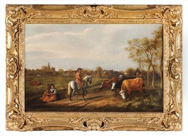 Paesaggio Con Figure, Armenti E Cavaliere - view 1