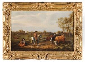 Paesaggio Con Figure, Armenti E Cavaliere by Aelbert Cuyp