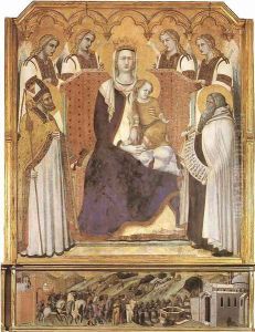 Madonna with Angels between St Nicholas and Prophet Elisha by Pietro Lorenzetti