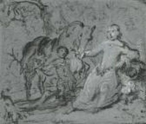 Seated Woman With A Horse,
Lead By Aboy. Seated Woman With A Horse,
Lead By Aboy.