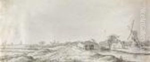 Kanallandschaft Mitbrucke Und Windmuhle by Aelbert Cuyp