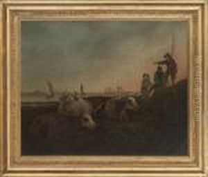 Cattle Herders By The Shore