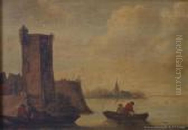 River Landscape With Fishing Boats - view 1