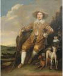 A Gentleman Seated Full Length In A Landscape With Hounds And A Young Attendant A Gentleman Seated Full Length In A Landscape With Hounds And A Young Attendant