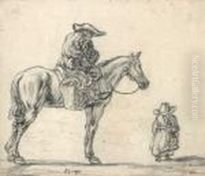 Homme A Cheval Et Petite Fille by Aelbert Cuyp