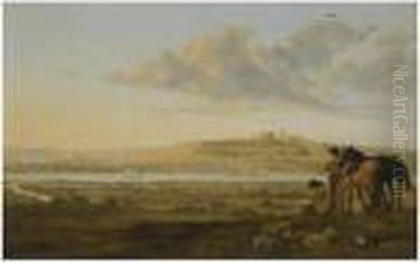 A Shepherd And Two Cavaliers 
Resting On A Point Looking Out Overthe Countryside Near Elten, On The 
Borders Of Holland Andgermany - view 1