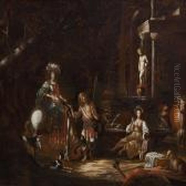 Elegantly Dressed People Near A Fountain - view 1