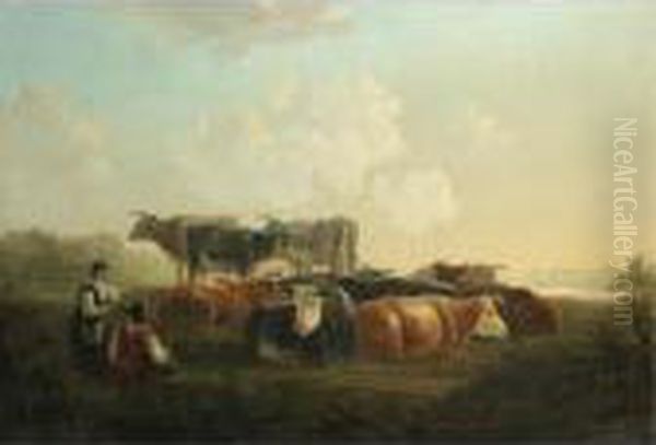 An Italianate Landscape With Herders And Their Cattle Reposing - view 1
