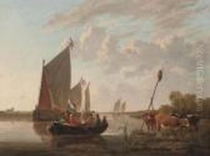 Departing From The Riverbank by Aelbert Cuyp