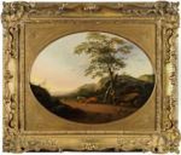 Abendliche Landschaft Mit Rastendem Kuhhirten - view 1