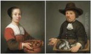A Young Maid Holding A Terracotta Bowl Full Of Dumplings by Aelbert Cuyp