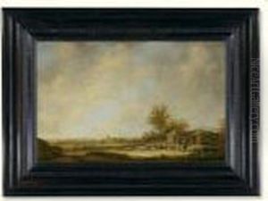Shepherds With Sheep Near Farm Buildings by Aelbert Cuyp