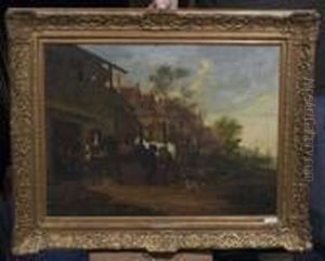 Beim Hufschmied. by Aelbert Cuyp