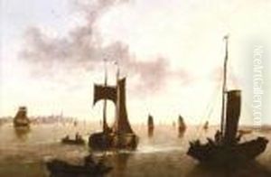 Attributed To Aelbert Cuyp . Ships In A Harbor by Aelbert Cuyp