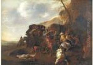 L'attaque Des Voyageurs by Aelbert Cuyp