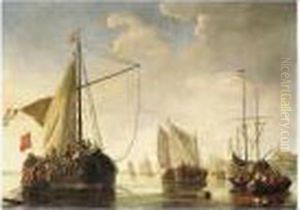 Shipping On The River Maas At Dordrecht by Aelbert Cuyp