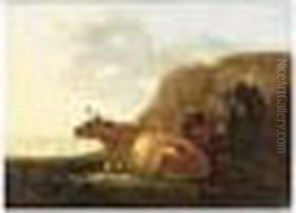 Cows Resting In A River Landscape - view 1